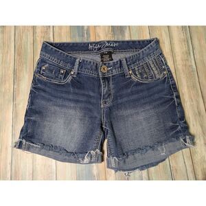 Distressed Ariya Jeans Medium Wash Cuffed Shorts Size 7/8 Western Y2K